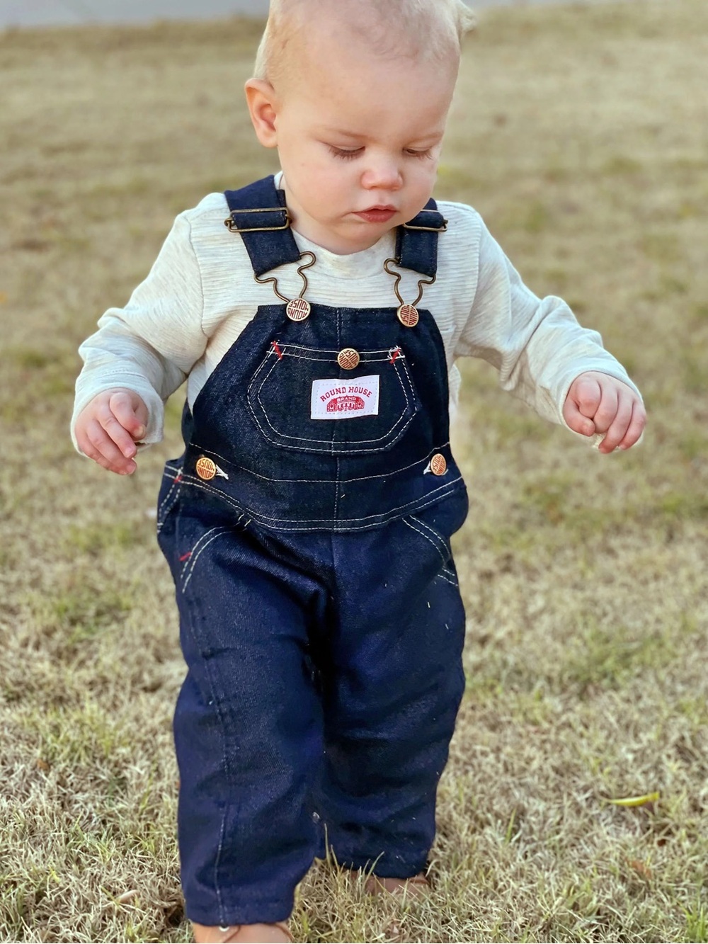 vintage made in USA Round House Baby Jean Overalls